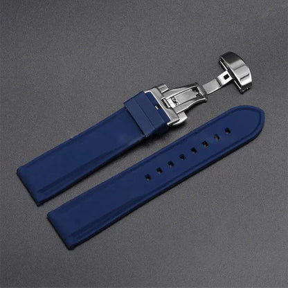 Rubber Watch Band 18/20/22/24mm — Quick Release Silicone Bracelet for Seiko, Men & Women, Sport Waterproof with Butterfly Buckle