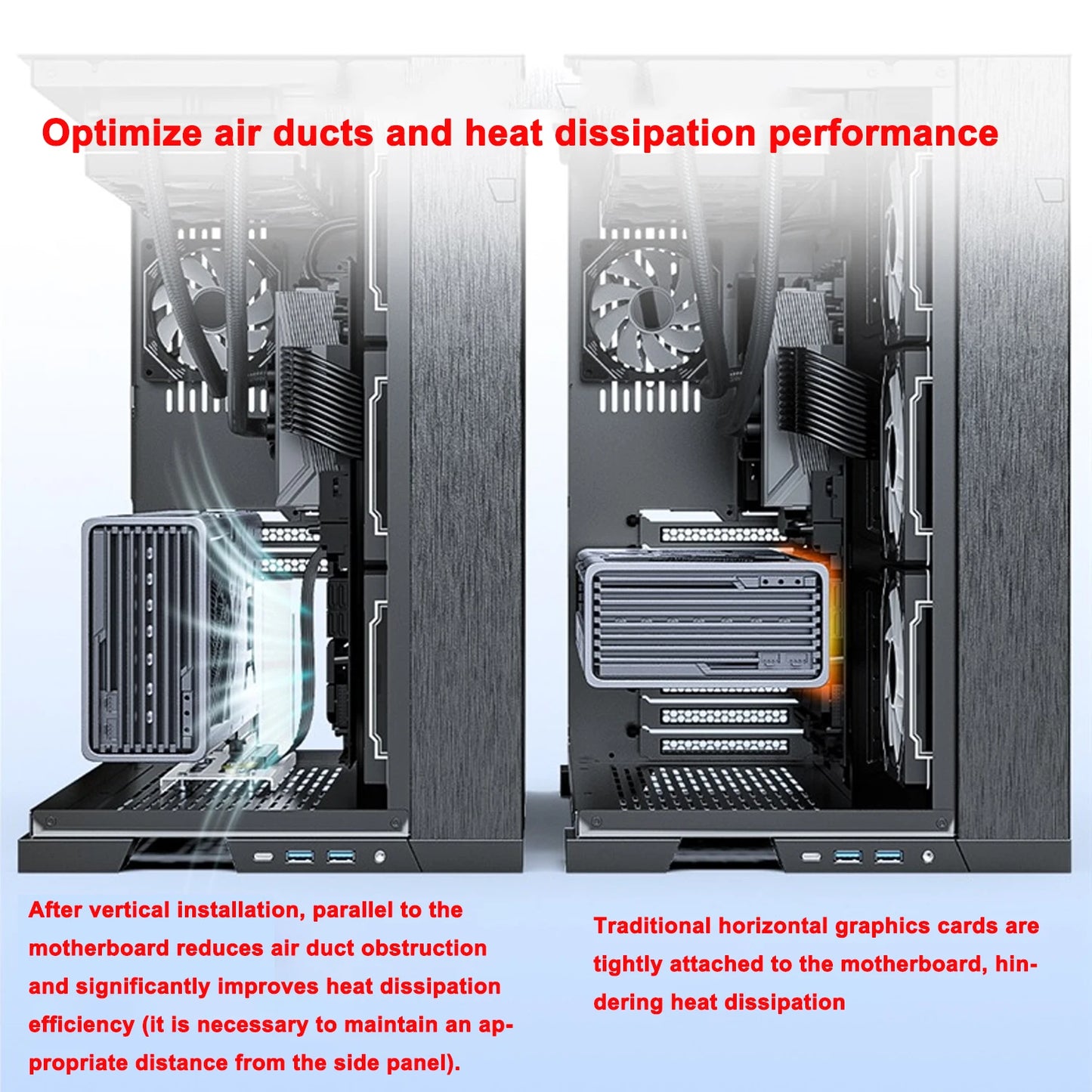 PCIe 3.0/4.0 x16 Vertical GPU Holder Kit - Graphics Card Riser Bracket Support for ATX & Micro ATX PC Cases
