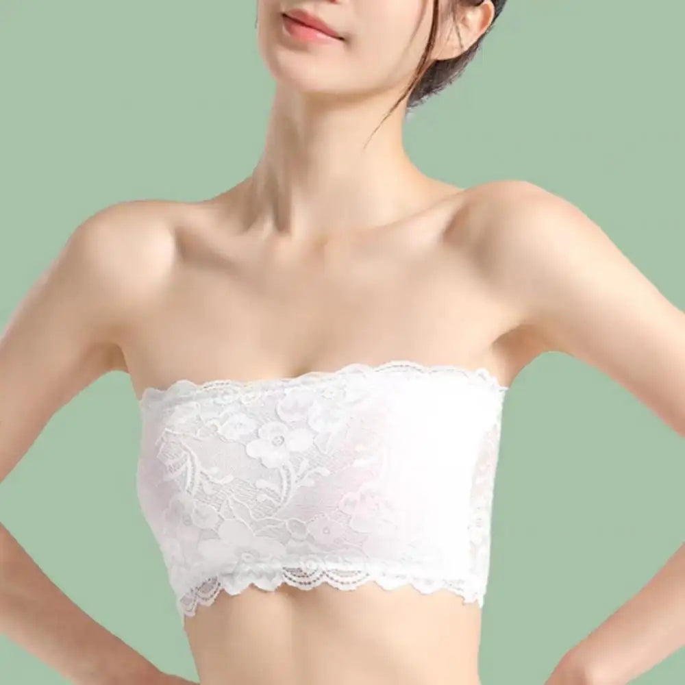 Women’s Strapless Lace Tube Top Bra – Breathable Seamless Crop Bralette, Invisible Support Underwear for Summer Comfort