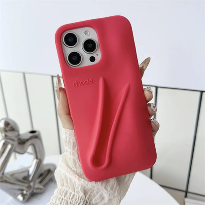 Gray Toast Ribbon iPhone Case - Rhode Style Silicone Cover for iPhone 17 Pro Max Air 16 15 14 13 12 Plus