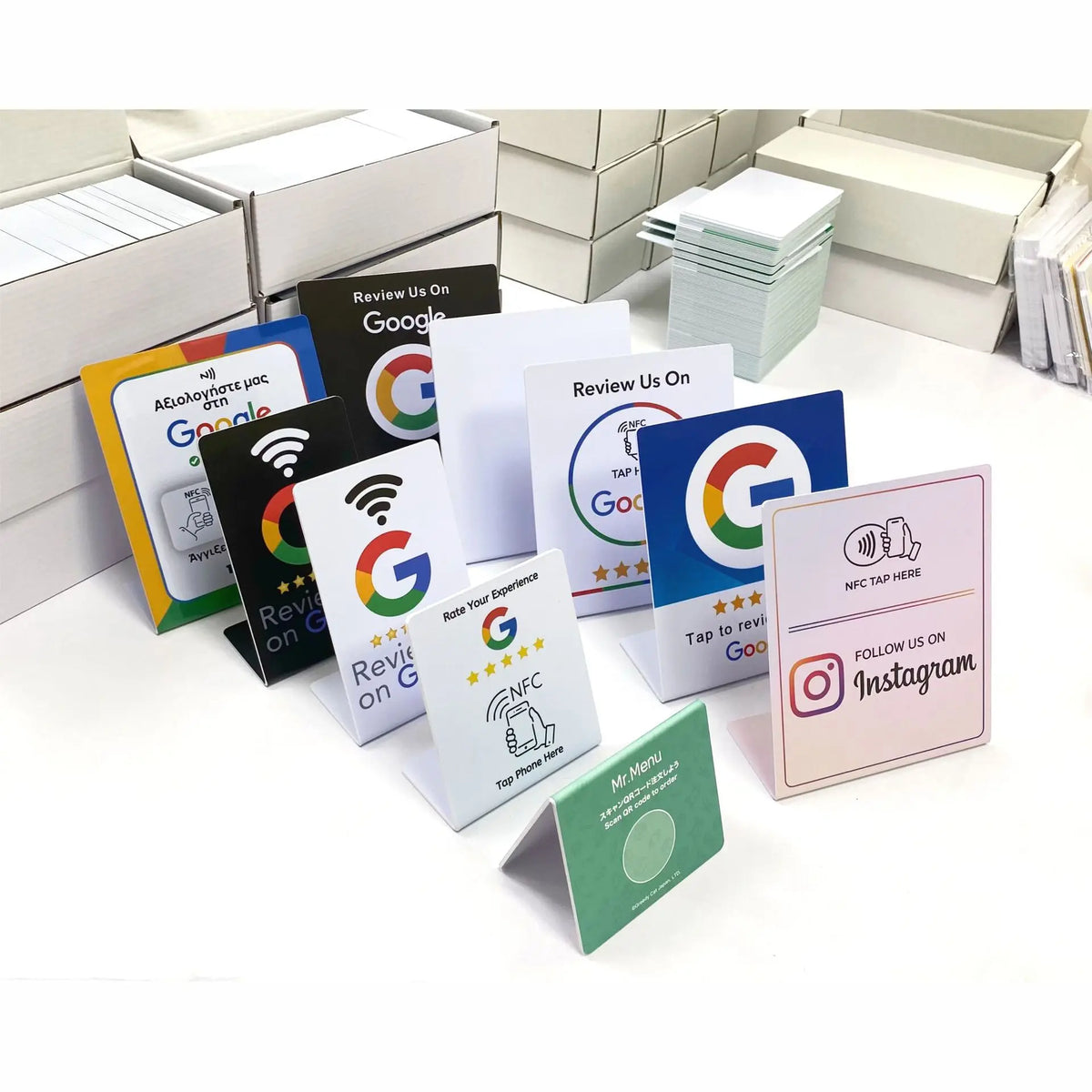 13.56MHz NFC Google Review Card - Programmable Standing Display for Business Reviews