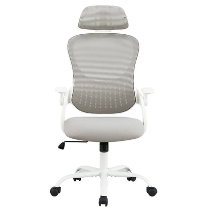 Mesh Ergonomic Office Chair – Adjustable Headrest, Flip-Up Arms, Comfortable Lumbar Support for Home & Office