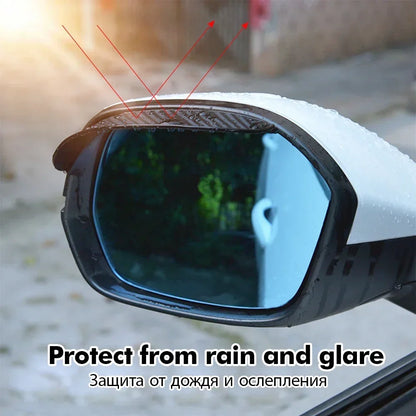 2PCS Carbon Fiber Car Rearview Mirror Rain & Sun Shields – Clear Vision Protector