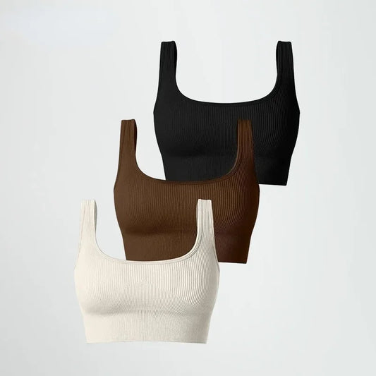 Women’s Seamless Yoga Sports Bra - Backless Fitness Crop Vest for Gym, Training & Outdoor Workouts