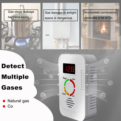 2-in-1 Natural Gas & Carbon Monoxide Detector - LPG, Methane & CO Leak Monitor for Kitchen Safety