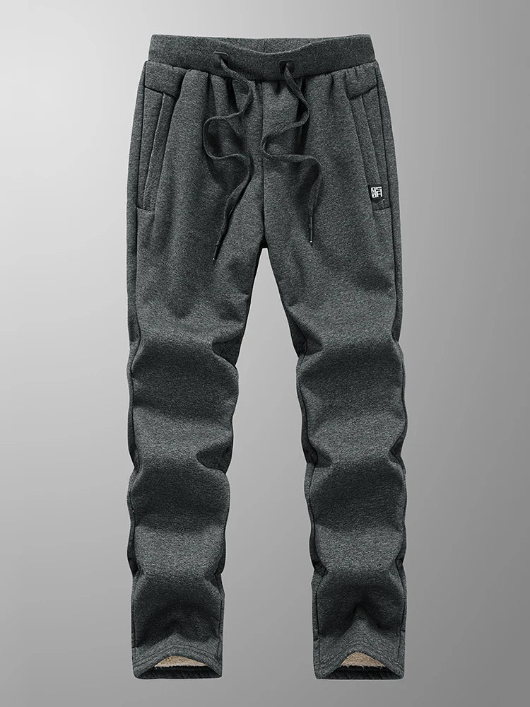 Winter Men’s Fleece Sweatpants — Thick Warm Joggers with Zip Pockets, Cotton Casual Track Pants, Plus Size 6XL-8XL