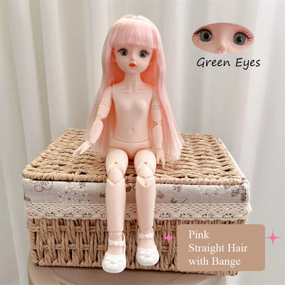 BJD 30cm Nude Doll – 1/6 Haploid Figure with Removable Joints & 3D Colorful Eyes, Birthday Gift for Girls