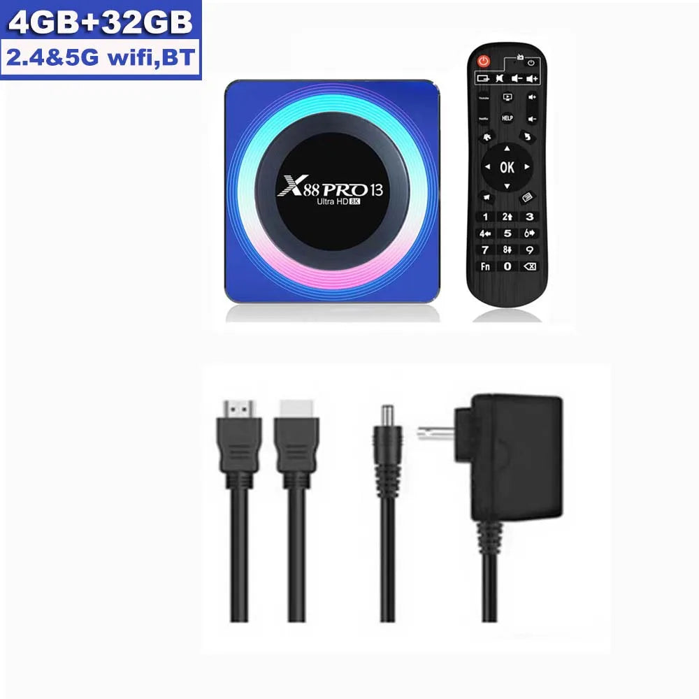 X88 PRO 13 Android 13.0 TV Box - Rockchip RK3528, 4K & 8K Support, 64GB/32GB/16GB Storage, Dual Wifi 2.4G & 5G, BT5.0 Global Media Player