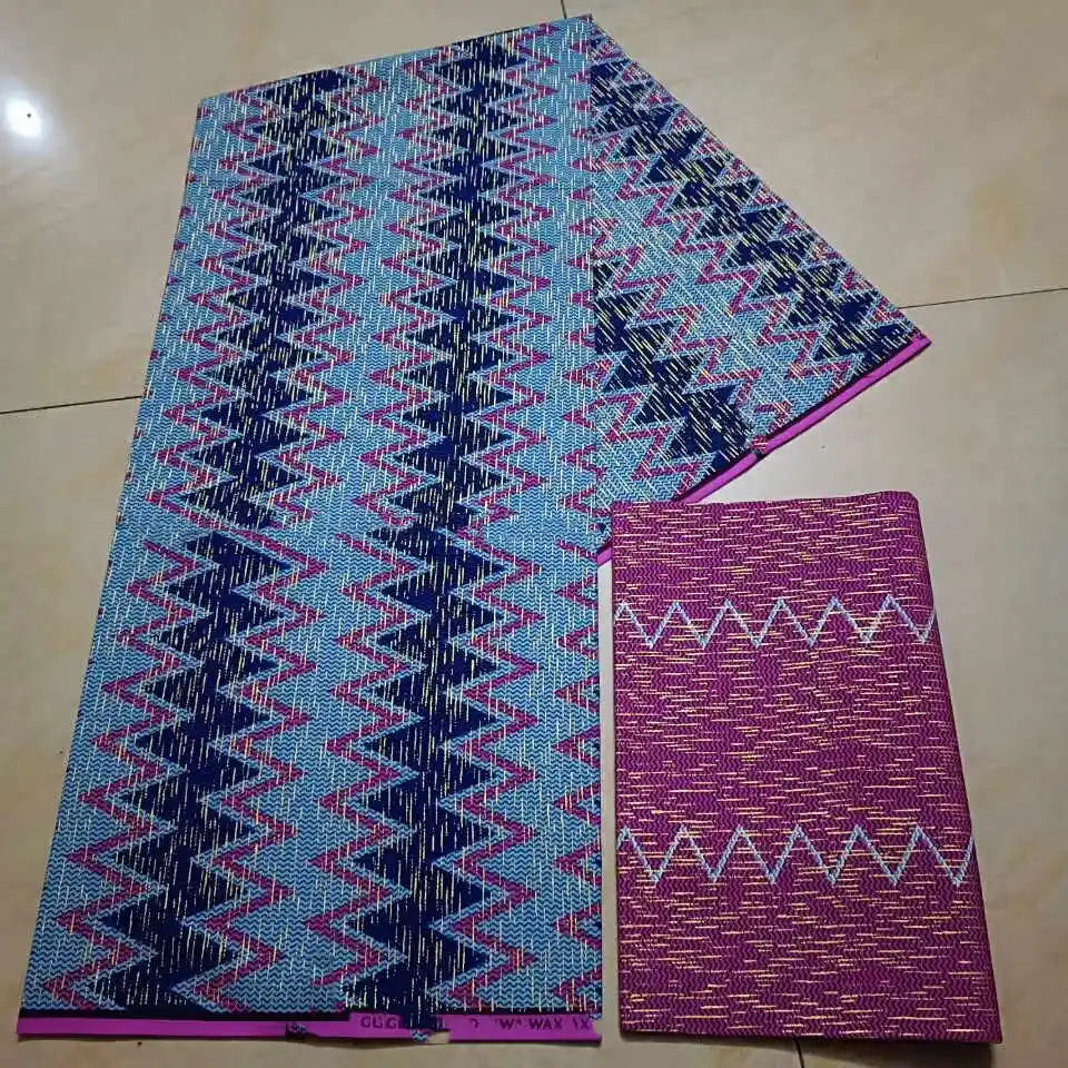 Real Ankara Wax Lace Fabric - 100% Cotton Nigerian Gold Print, 6 Yards Ghana Style Party Dress Material