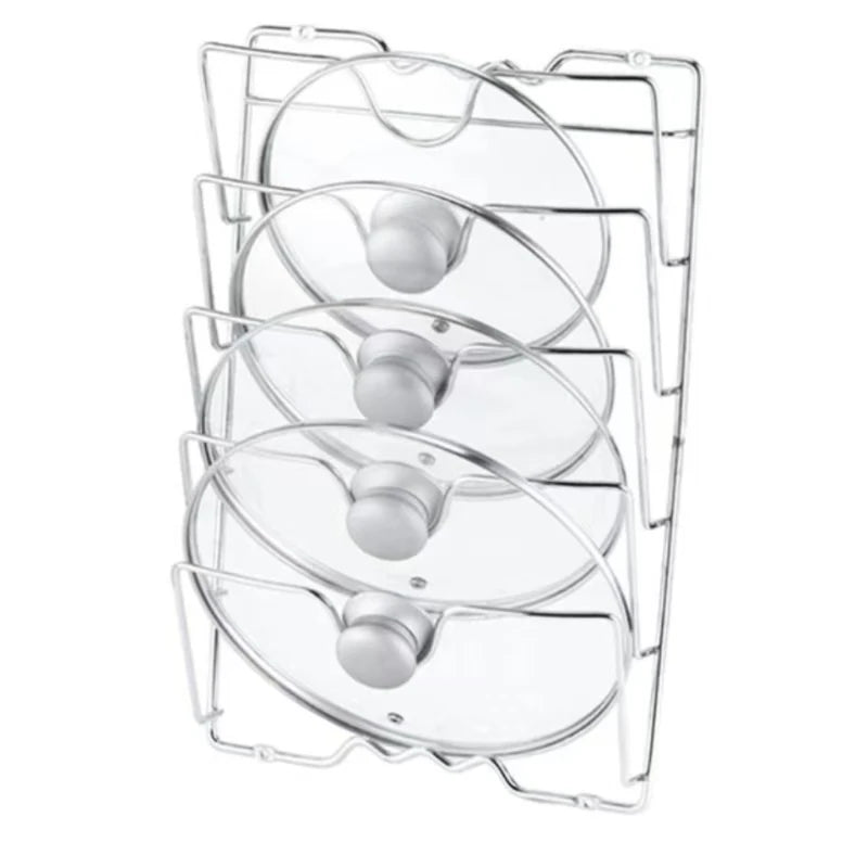 Wall-Mounted Kitchen Organizer Rack – Five-Layer Metal Pot Lid Storage, Rust-Free Multifunctional Rack