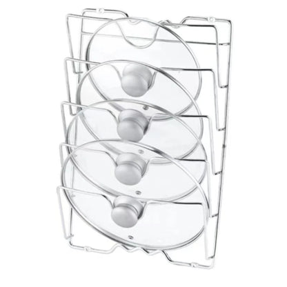 Wall-Mounted Kitchen Organizer Rack – Five-Layer Metal Pot Lid Storage, Rust-Free Multifunctional Rack