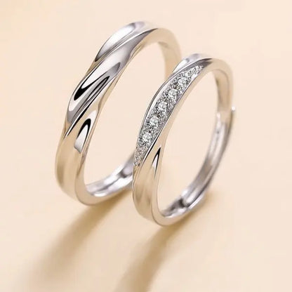 Luxury Zircon Couple Rings - Shiny Crown, Flower & Heart Design for Women & Men, Promise & Anniversary Wedding Jewelry