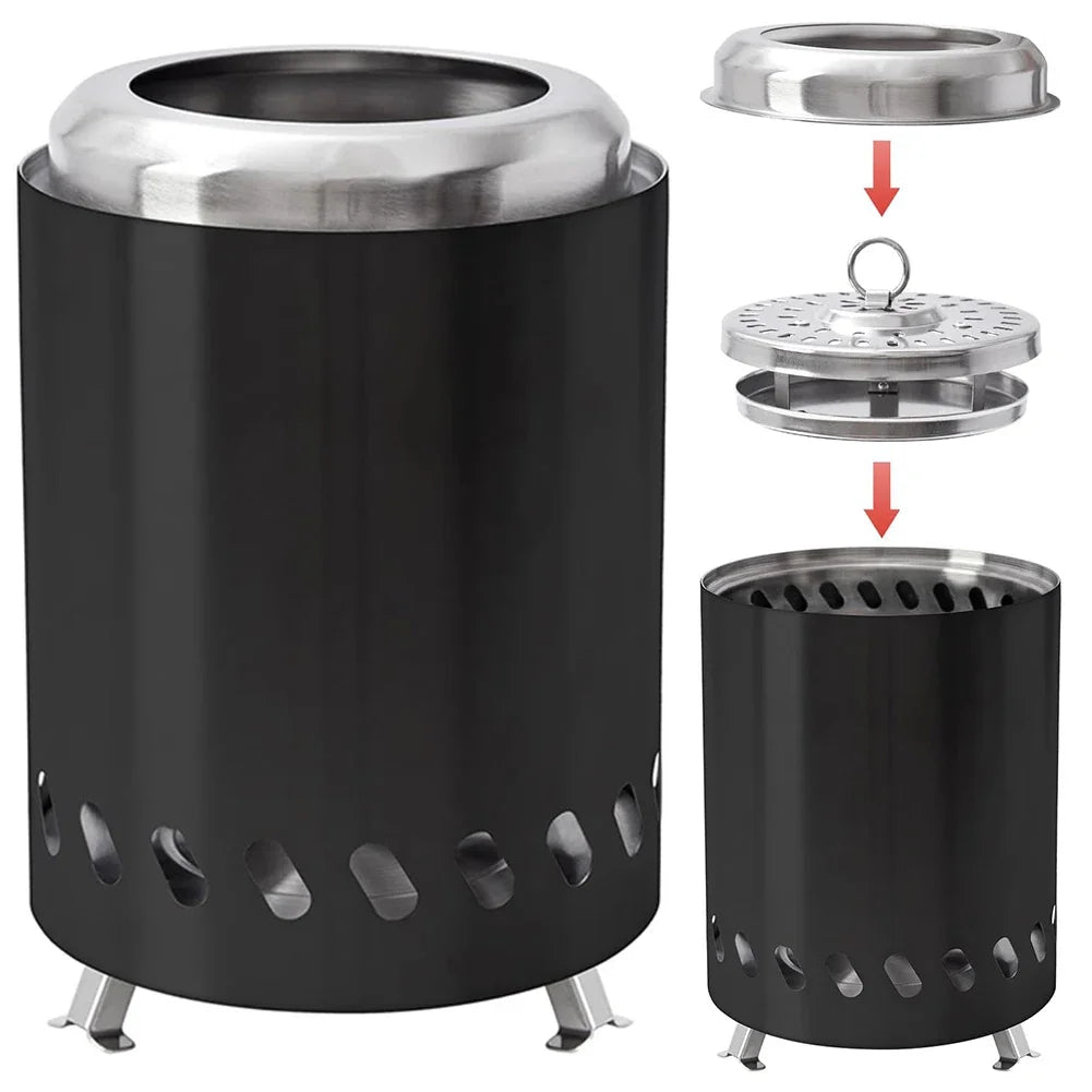 Smokeless Tabletop Fire Pit - Portable Indoor & Outdoor Mini Wood or Pellet Burning Bonfire Stove