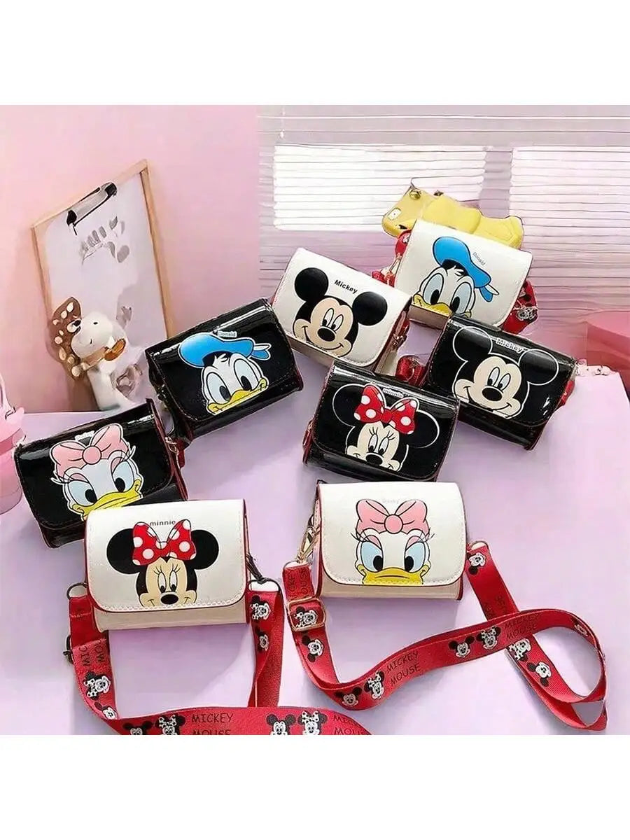 Disney Anime Square Shoulder Bag – Kawaii Mickey & Donald Duck Cartoon Messenger Tote Backpack Fashion Bag for Kids & Adults