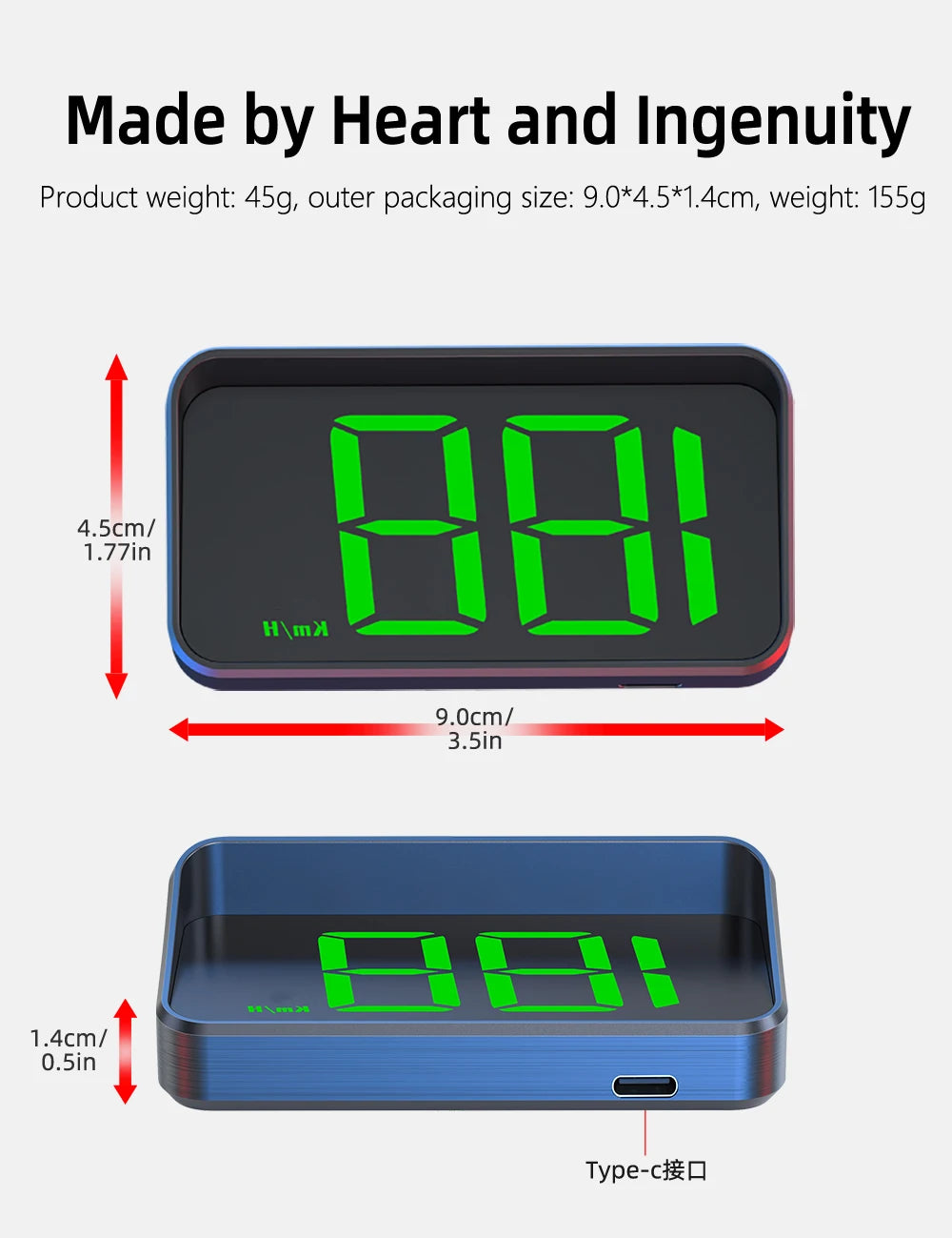 M2 Head-Up Display Digital Speedometer GPS HUD – Plug & Play Windshield Projector with Large KMH Font for All Cars