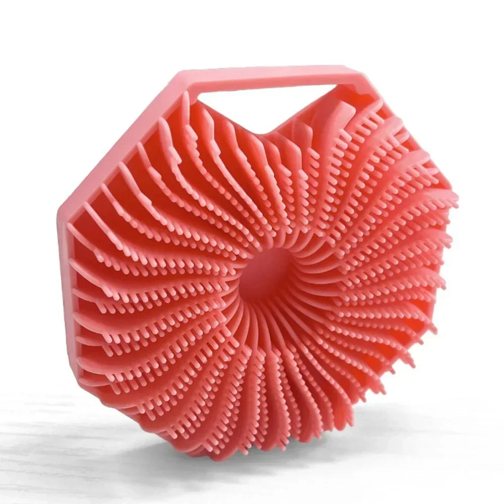 Polygonal Silicone Shower Brush – Handheld Body Scrubber for Skin Cleaning & Scalp Massage