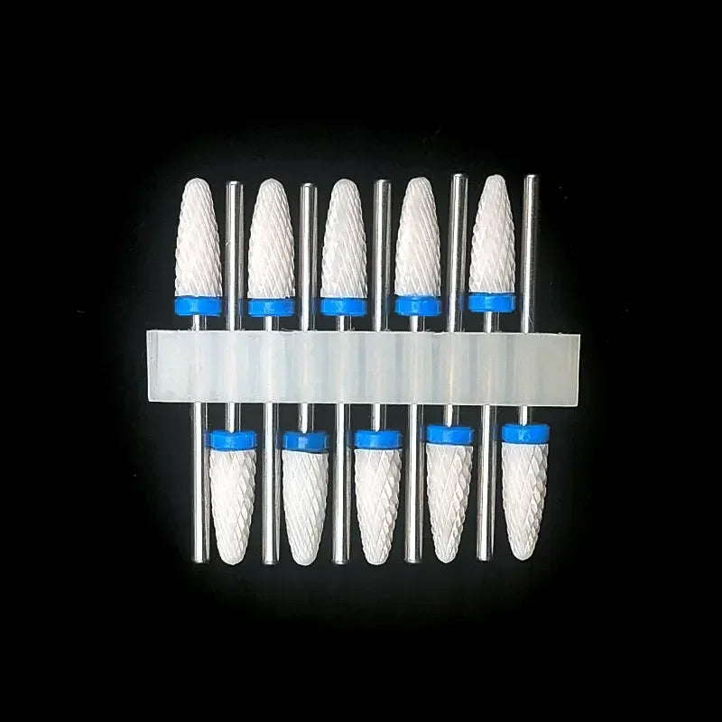 10PCS Ceramic Nail Drill Bits - Rotary Milling Cutters for Gel Polish Removal & Nail Grinding Machine Accessories