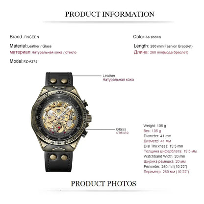 BINBOND A275 Men’s Retro Tourbillon Mechanical Watch – Waterproof Leather Strap Luxury Wristwatch