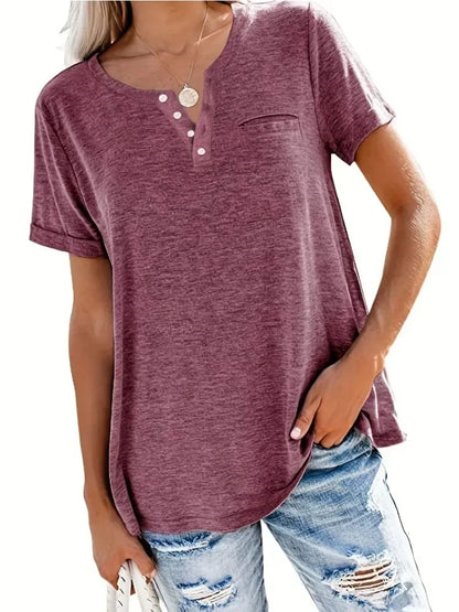 Plus Size Women’s V-Neck T-Shirt - 1XL-8XL Loose Fit Short Sleeve Pocket Casual Spring Summer Top