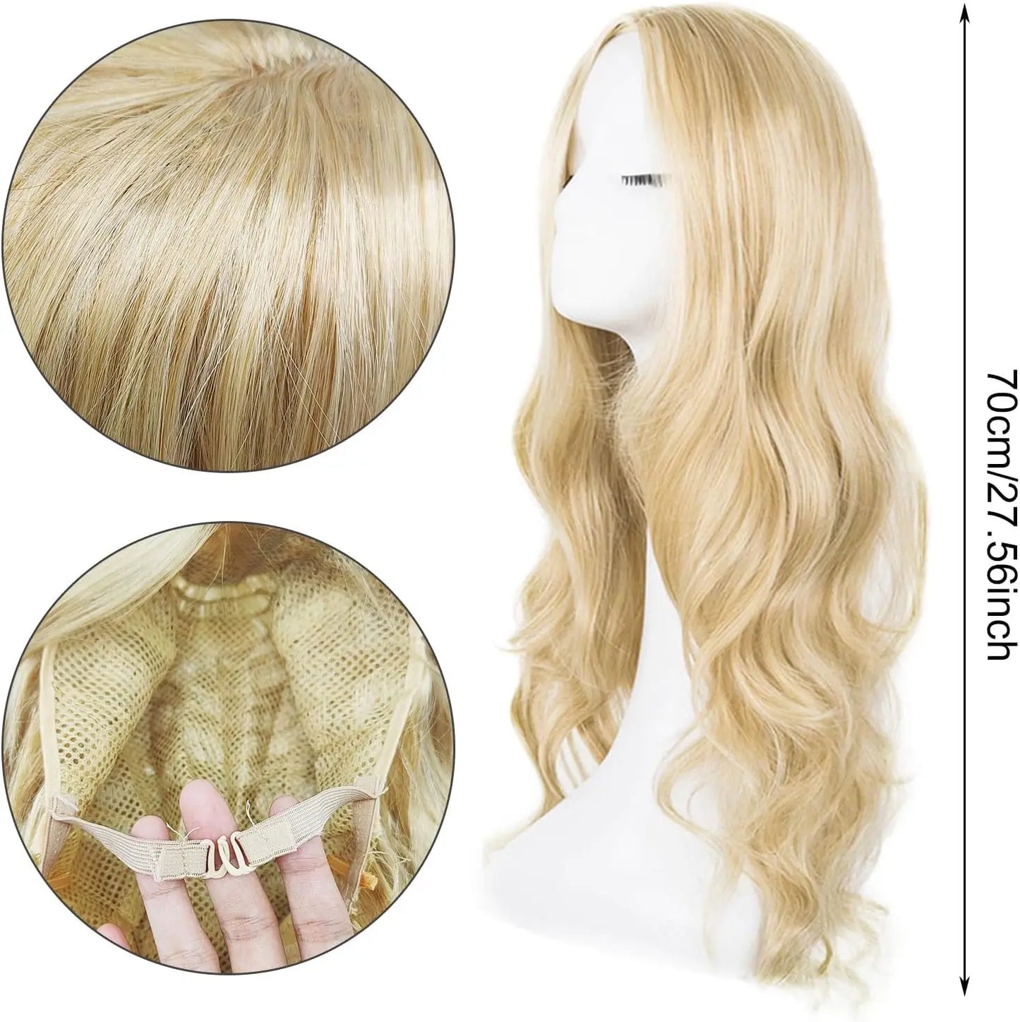 27 Inch Long Curly Synthetic Wig for Women - Black & Blonde Fancy Dress Wig, Glamorous Synthetic Hair