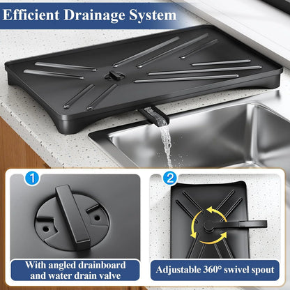 Large Kitchen Dish Drying Rack — Rustproof Dish Drainer with Drainboard & Utensil Holder for Sink