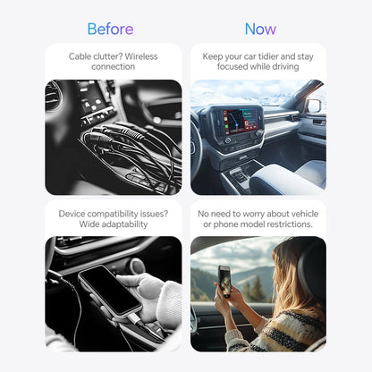 Mini 2 in 1 AI Box for Wired to Wireless CarPlay and Android Auto - 5GHz WiFi5, High-Speed Transmission, Plug and Play, Portable Design