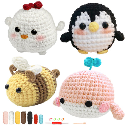 Animal Crochet Kit for Beginners - DIY Starter Set with Step-by-Step Knitting & Craft Supplies
