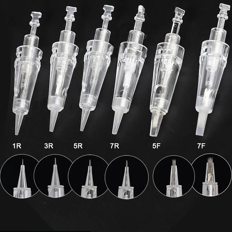 5/10PCS Microblading Bayonet Needles – 1D/1R/3R/5R/5F/Nano Cartridge for PMU Eyebrow, Lip & Eyeliner Tattoo