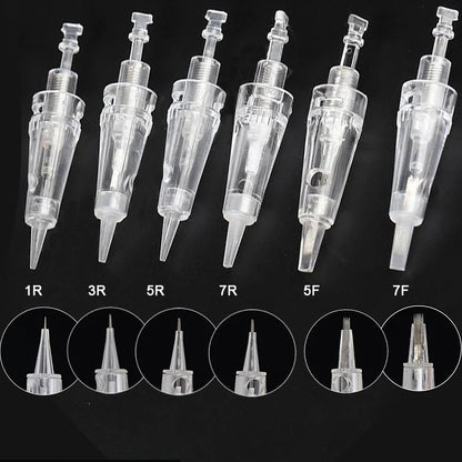 5/10PCS Microblading Bayonet Needles – 1D/1R/3R/5R/5F/Nano Cartridge for PMU Eyebrow, Lip & Eyeliner Tattoo