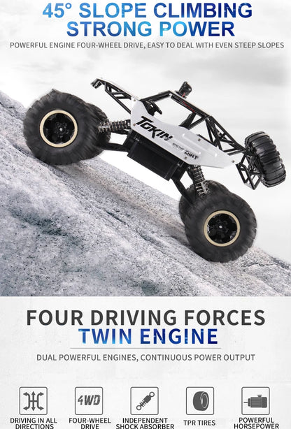 1:12/16 RC Off-Road Truck – 4WD Remote Control Car with Metal Shell & LED Lights for Kids