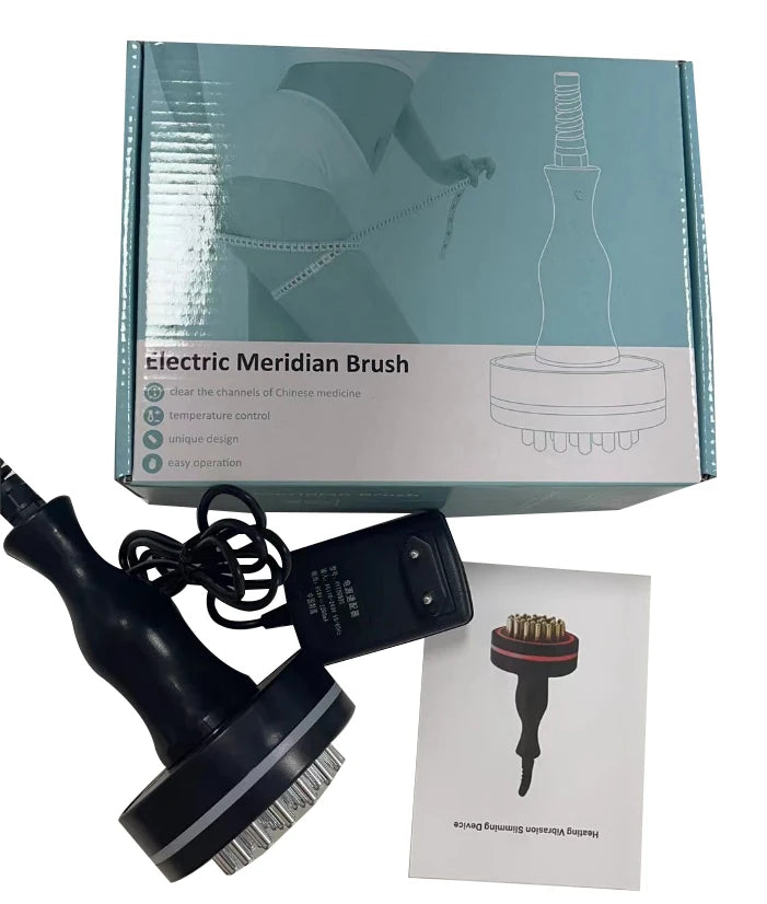 Microcurrent Meridian Brush Massager for Cellulite, Lymphatic Care, Infrared Heating & Vibration Body Scraping Device