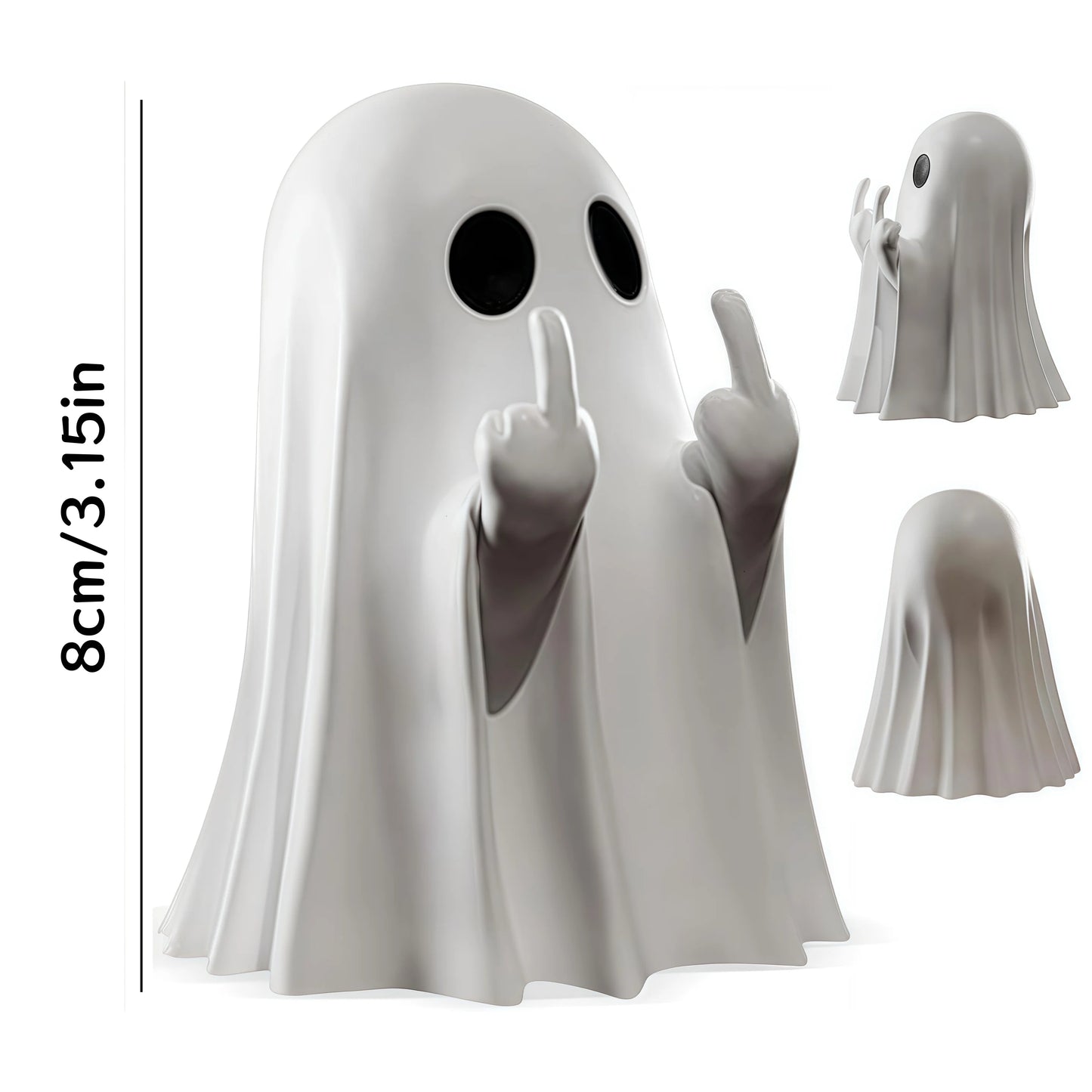 Middle Finger Ghost Statue - Cute Halloween Horror Figurine for Coffee Table & Home Decor