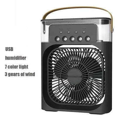 3-in-1 Mini Air Cooler Fan - Portable Humidifier with LED Night Light for Home, Office & Bedroom Cooling