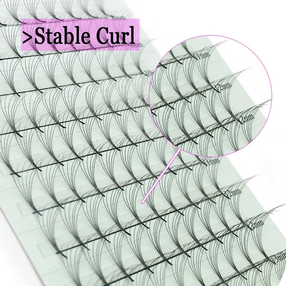 10D Premade Volume Eyelash Fans – Long Stem 3D-6D Pointy Base False Lash Clusters