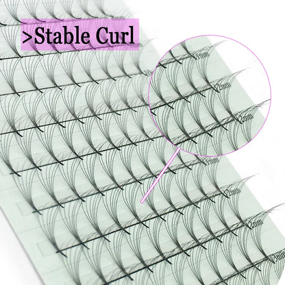10D Premade Volume Eyelash Fans – Long Stem 3D-6D Pointy Base False Lash Clusters