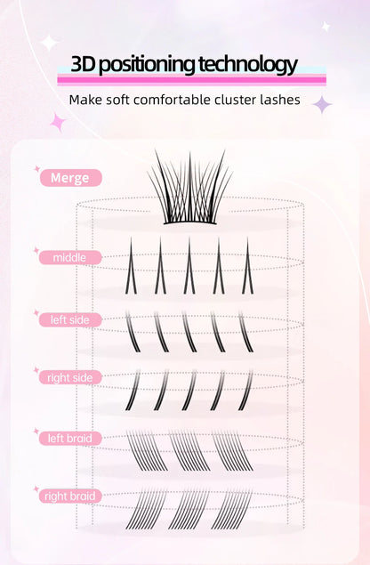 Yelix Self-Adhesive False Eyelashes — Reusable DIY Cluster Lashes, Glue-Free, Natural Soft