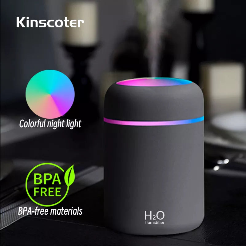 300ml H2O Portable Mini USB Air Humidifier: Compact Aroma Diffuser with Cool Mist for Bedroom, Home, Car, and Plant Purification