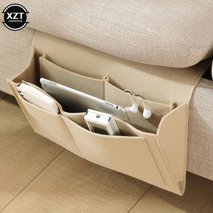Felt Bedside Hanging Organizer — Phone, Book & Magazine Storage Pockets for Bed & Sofa