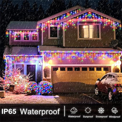 162/96 LED Solar Icicle Christmas Lights – Outdoor Waterproof Fairy Lights with 8 Modes for Home, Party & Holiday Decoration