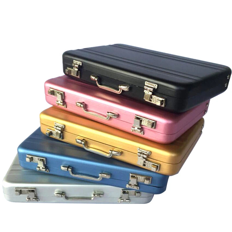 Aluminum Storage Box — Mini Business Card & Credit Card Holder, Rectangle Jewelry Case Organizer