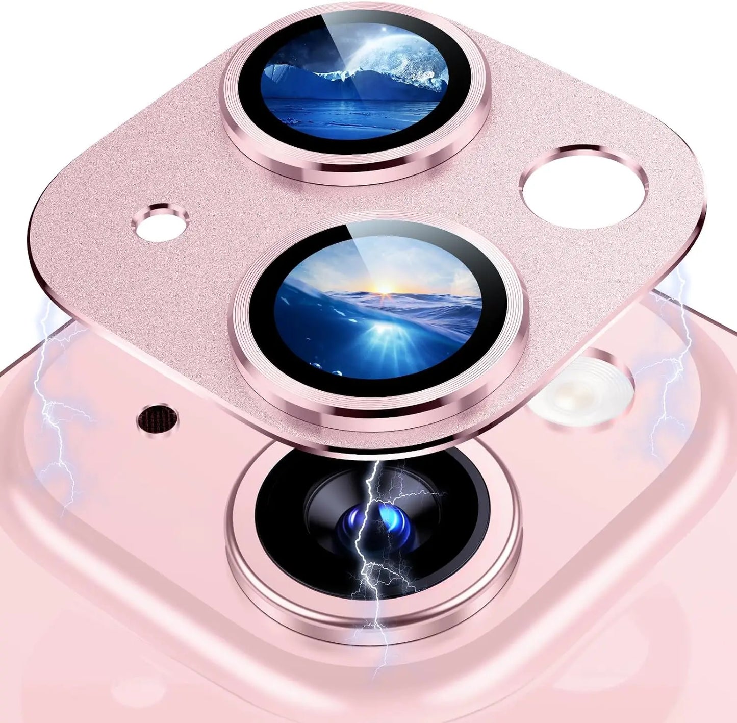 Titanium Gray Metal Camera Lens Protector - Premium Glass Protection Cover for iPhone 15 Pro Max, 14 Pro & 13 Series