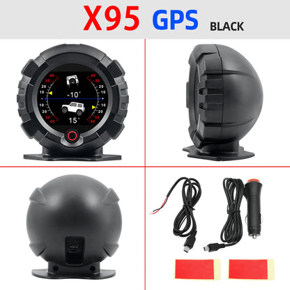 X95 Car GPS Digital Head-Up Display – Inclinometer Speedometer with Slope, Pitch, Altitude & Latitude Meter