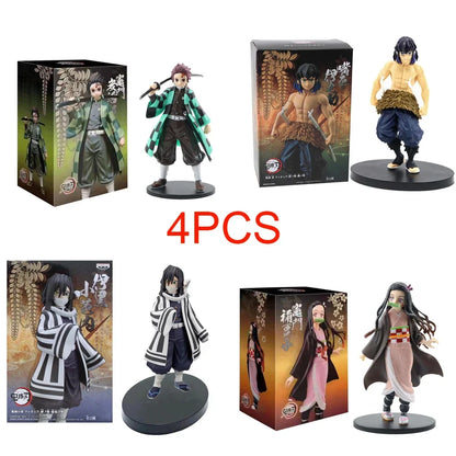 Anime Demon Slayer Kimetsu No Yaiba Action Figures – Tanjirou, Nezuko, Zenitsu & Inosuke PVC Model Toys