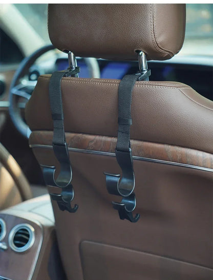2PCS Car Back Seat Hooks — Multi-Function Headrest Hangers for Umbrella, Bags & Auto Interior Storage