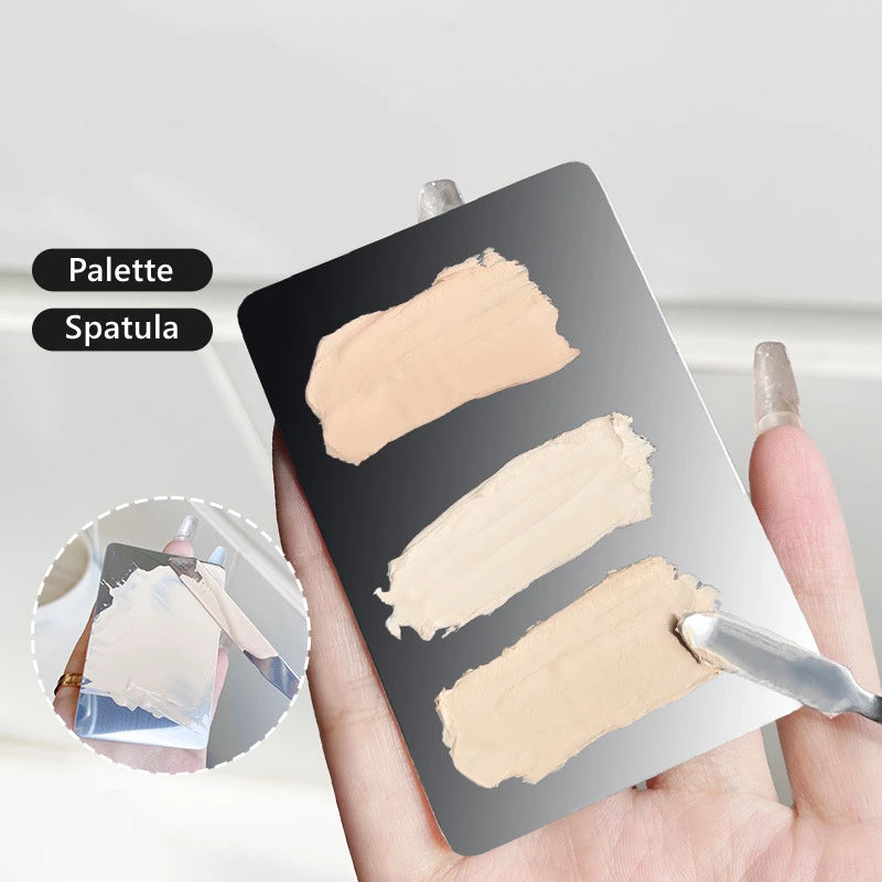 Ring Cosmetics Makeup Mixing Palette – Stainless Steel with Spatula for Toning, Concealer, Lipstick & Liquid Foundation Mixing