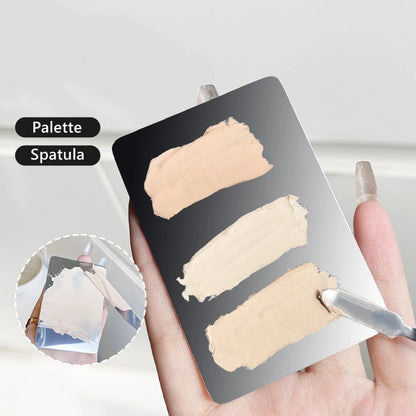 Ring Cosmetics Makeup Mixing Palette – Stainless Steel with Spatula for Toning, Concealer, Lipstick & Liquid Foundation Mixing