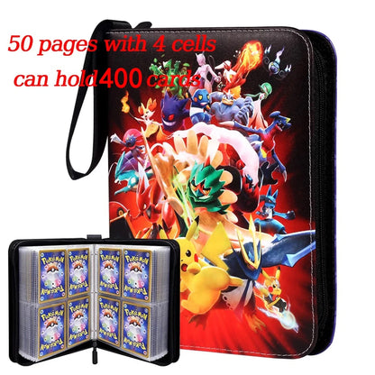 2025 Pokémon Card Album – 400pcs & 900pcs PU Zipper Collection Book for Cards, Photo Storage, Kids’ Toys & Gifts