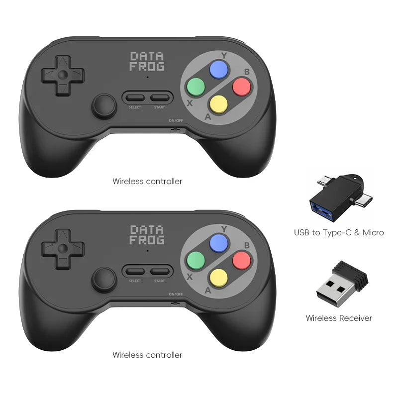 Data Frog PC07 Classic Wireless Retro Game Controller – Dual Receiver Gamepad for PC, Android TV & Arcade Gaming