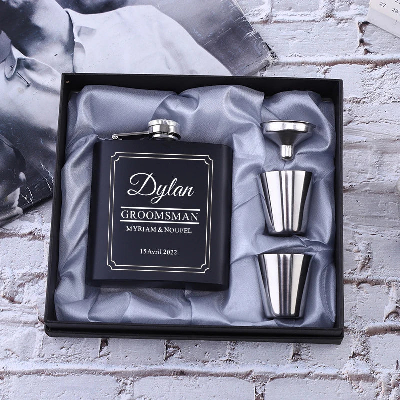 Personalized 6oz Stainless Steel Hip Flask – Engraved Christmas, Birthday, Valentine's Day Gift, Custom Logo for Wedding Favors   2/2