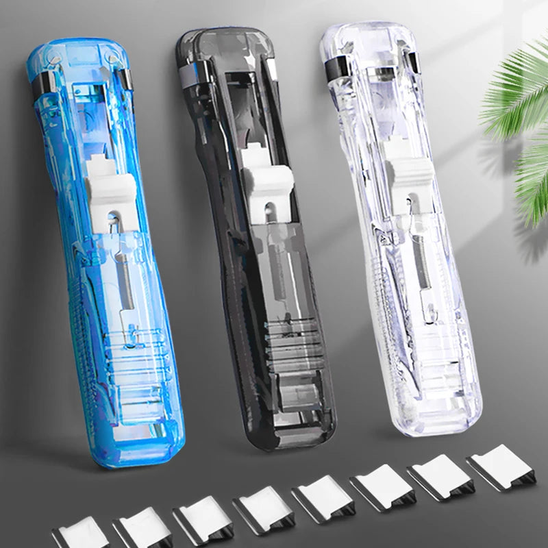 Mini Traceless Reusable Hand Clamp Stapler – Paper Binder & Book File Binding Tool for Office, School & Student Supplies